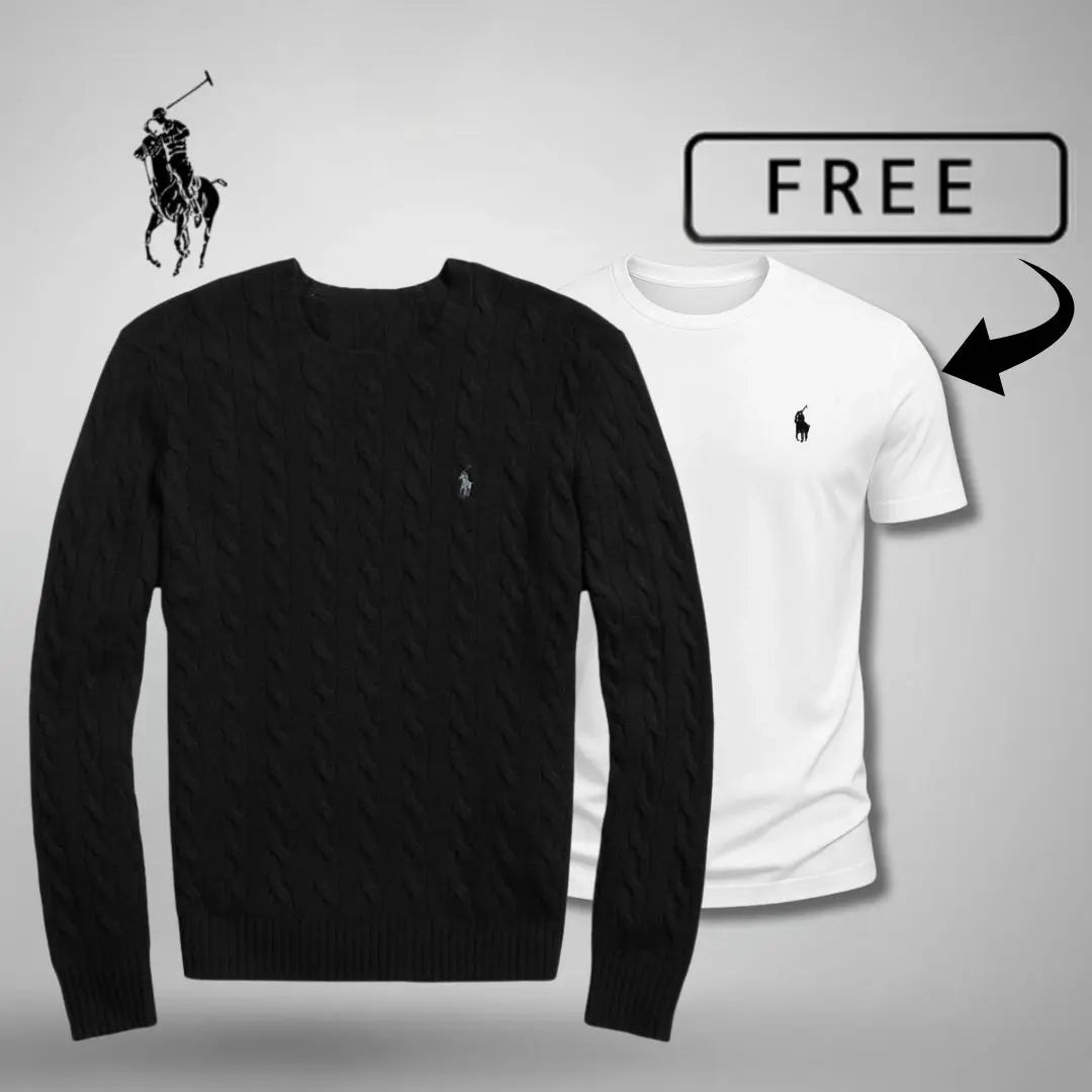 Men's Cable-Knit Jumper & T-Shirt Set