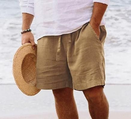 Luxury White Linen Blend Shorts