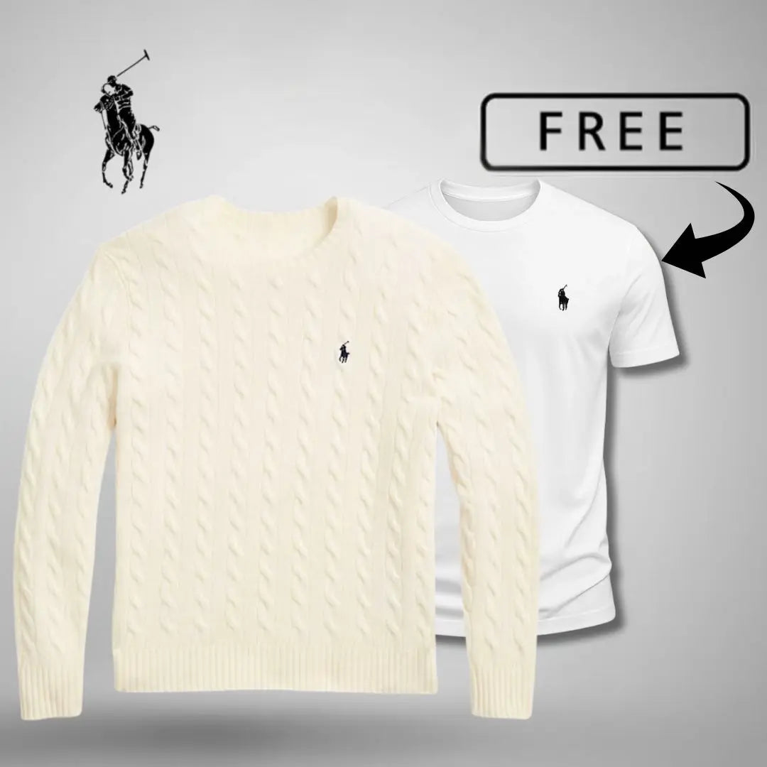 Men's Cable-Knit Jumper & T-Shirt Set