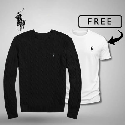 Men's Cable-Knit Jumper & T-Shirt Set