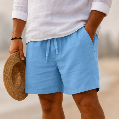 Luxury White Linen Blend Shorts