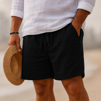 Luxury White Linen Blend Shorts