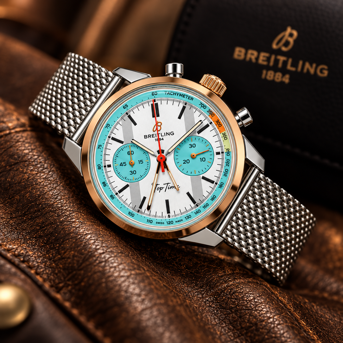 Breitling Top Time Fausto Coppi 41mm – White & Turquoise