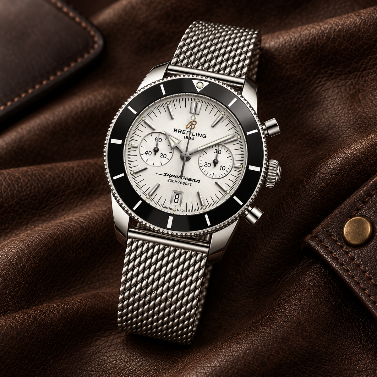 Breitling Superocean Heritage Chronograph 42mm – Silver Mesh