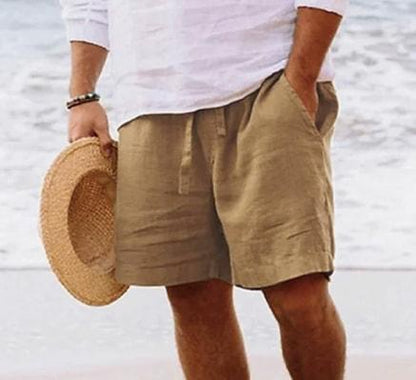 Luxury White Linen Blend Shorts