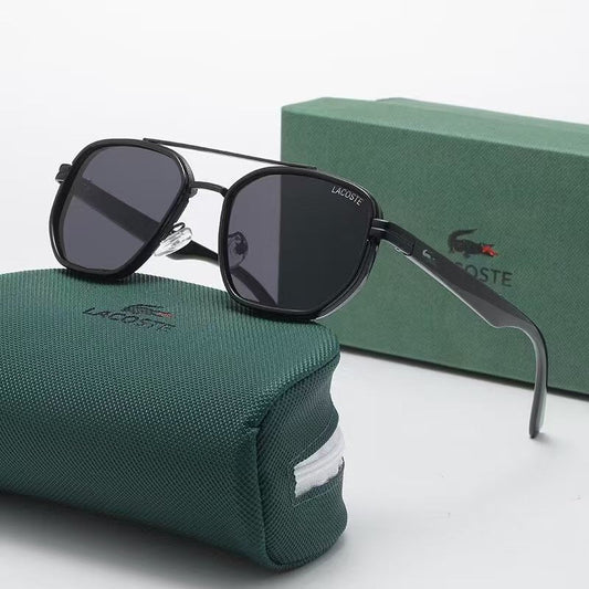 Lacoste Signature Double-Bridge Pilot Sunglasses