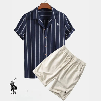 Men's Striped Shirt & Shorts Set