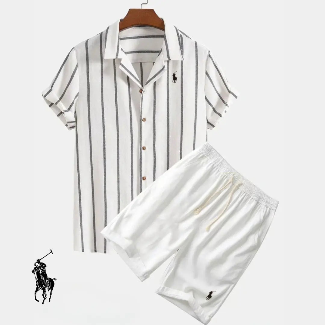 Men's Striped Shirt & Shorts Set