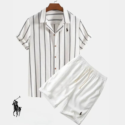 Men's Striped Shirt & Shorts Set
