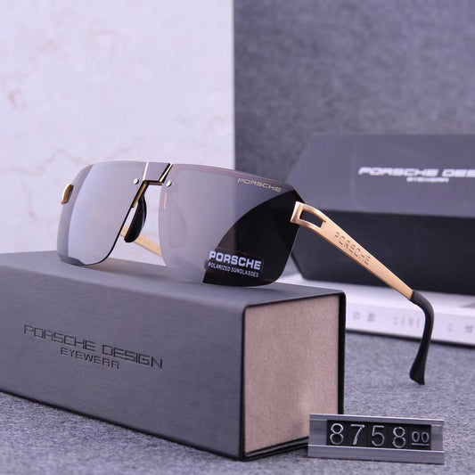 Porsche Design rimless square sunglasses with gold temples
