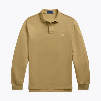 Men's Mesh-Knit Long-Sleeve Polo Shirt