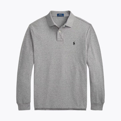 Men's Mesh-Knit Long-Sleeve Polo Shirt