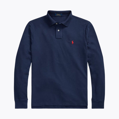 Men's Mesh-Knit Long-Sleeve Polo Shirt