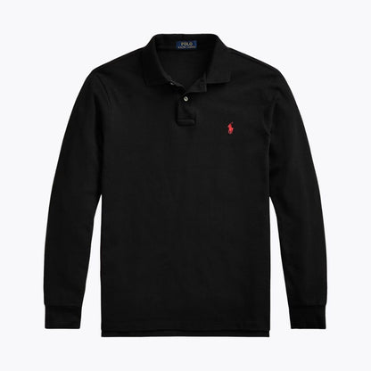 Men's Mesh-Knit Long-Sleeve Polo Shirt