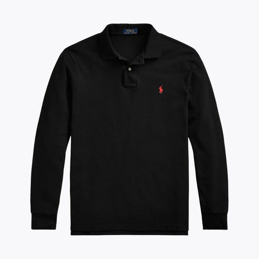 Men's Mesh-Knit Long-Sleeve Polo Shirt