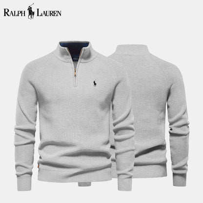RL Zip Cable-Knit Wool Knit Sweater