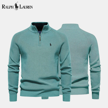 RL Zip Cable-Knit Wool Knit Sweater